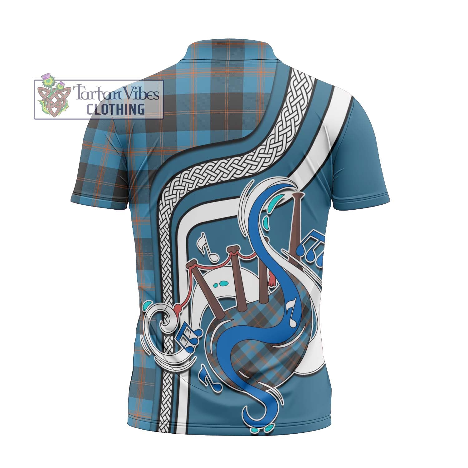 Tartan Vibes Clothing Garden Tartan Zipper Polo Shirt with Epic Bagpipe Style