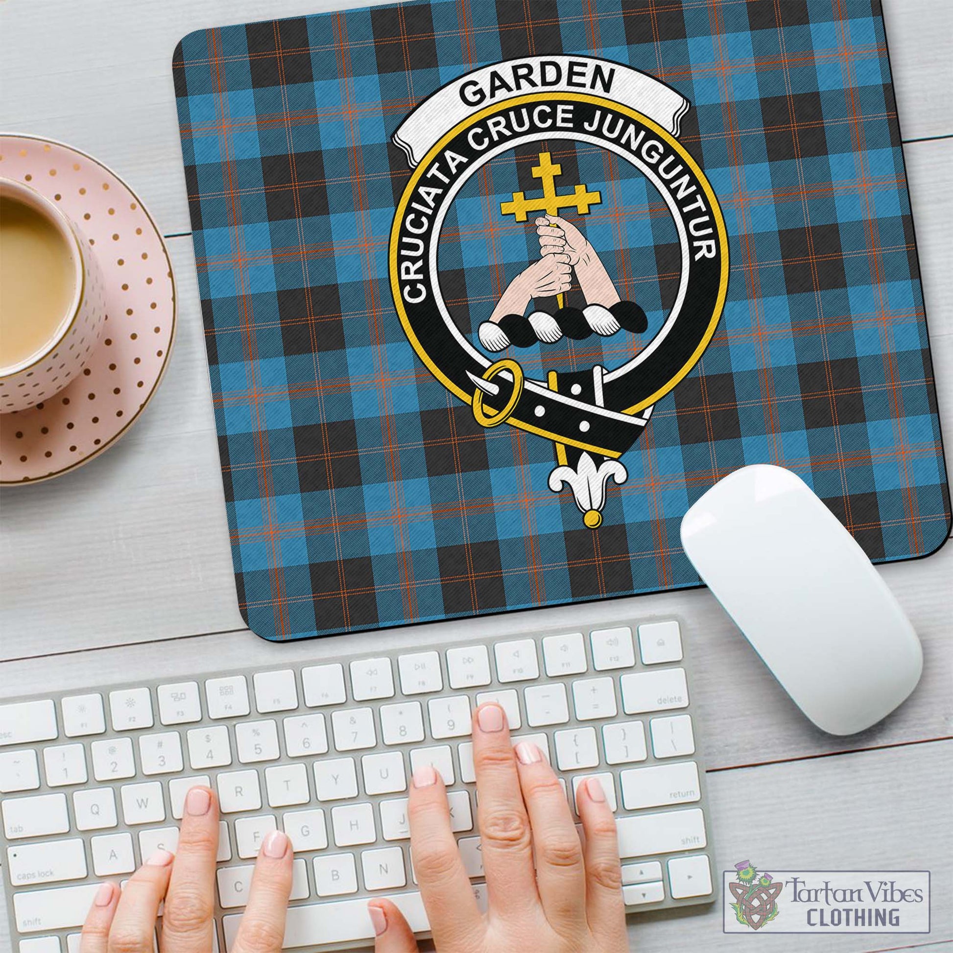 Tartan Vibes Clothing Garden Tartan Mouse Pad with Family Crest