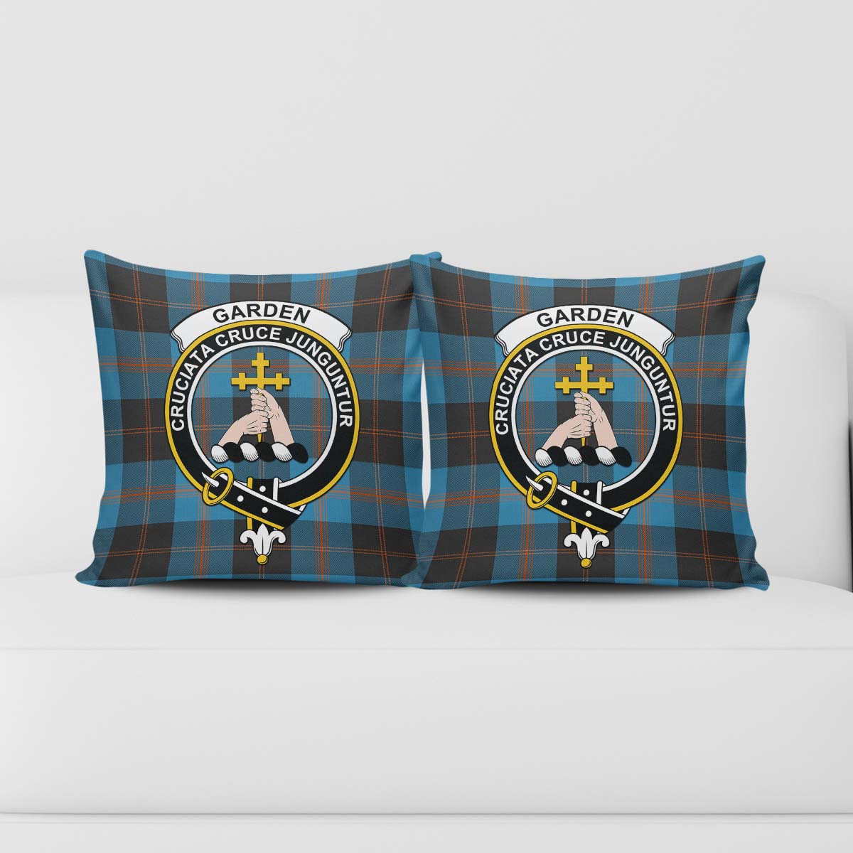 Garden Tartan Pillow Cover with Family Crest - Tartanvibesclothing