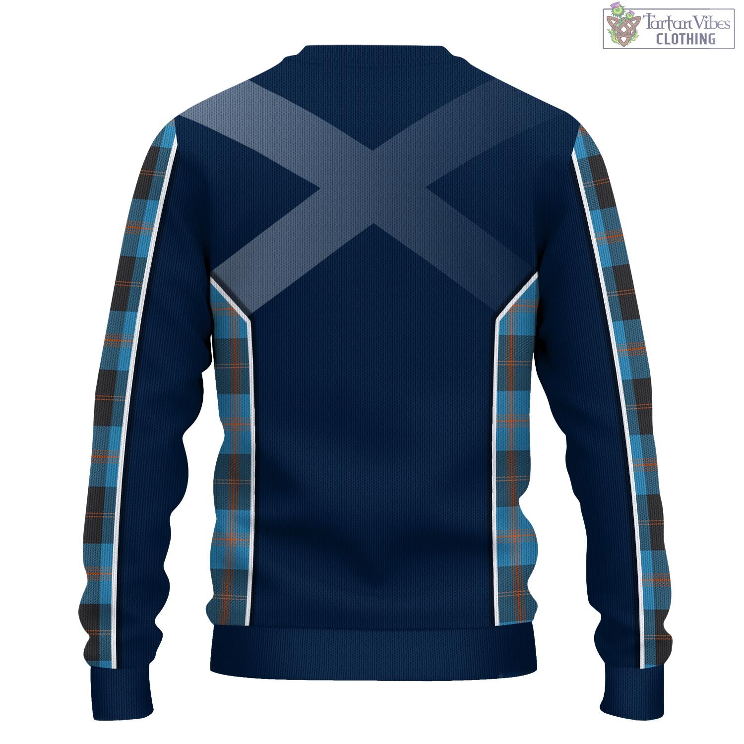 Tartan Vibes Clothing Garden Tartan Knitted Sweatshirt with Family Crest and Scottish Thistle Vibes Sport Style