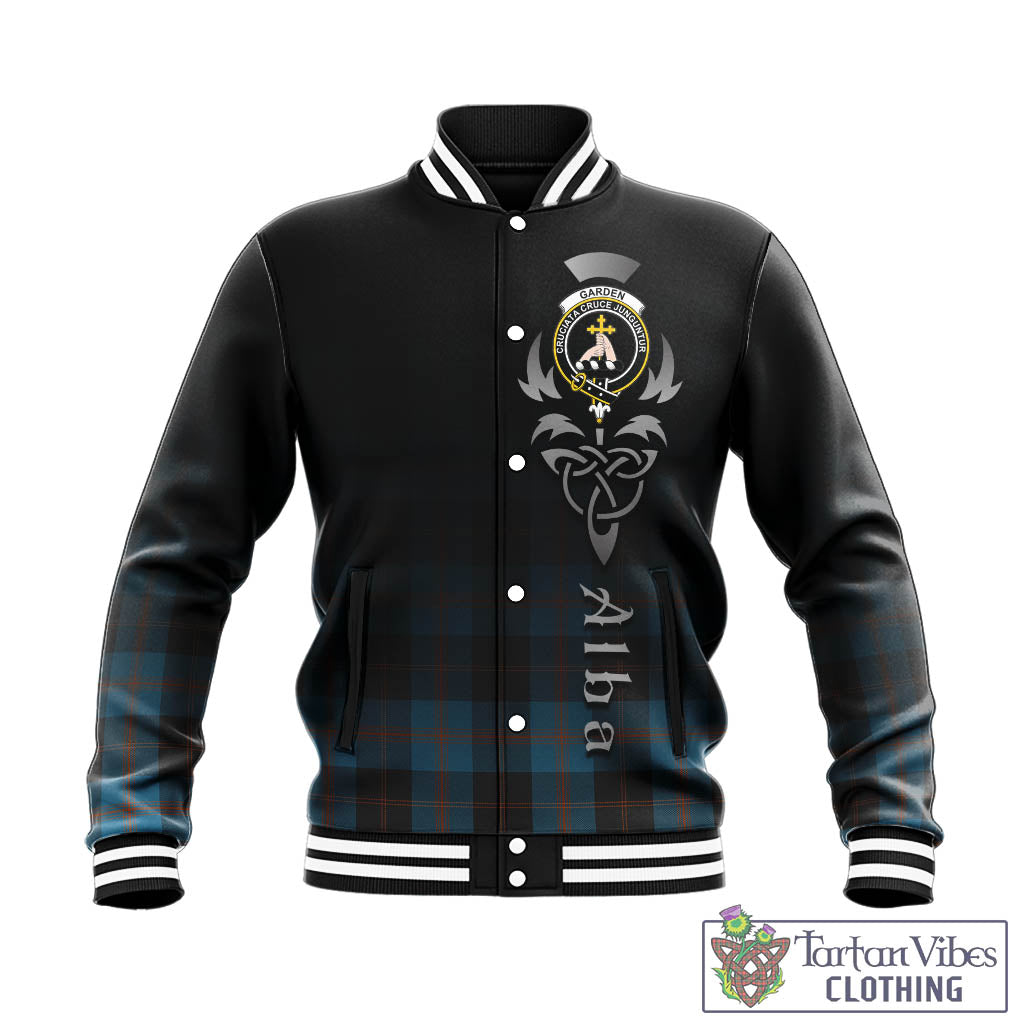 Tartan Vibes Clothing Garden Tartan Baseball Jacket Featuring Alba Gu Brath Family Crest Celtic Inspired