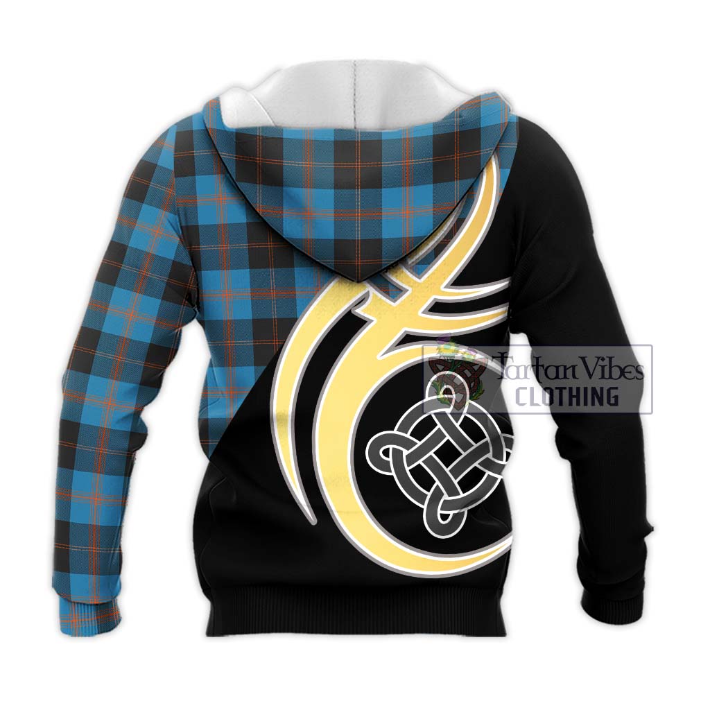Tartan Vibes Clothing Garden Tartan Knitted Hoodie with Family Crest and Celtic Symbol Style