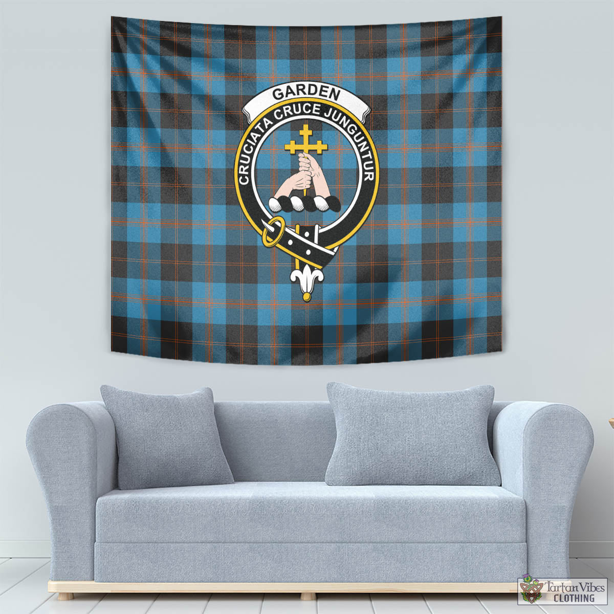 Tartan Vibes Clothing Garden Tartan Tapestry Wall Hanging and Home Decor for Room with Family Crest