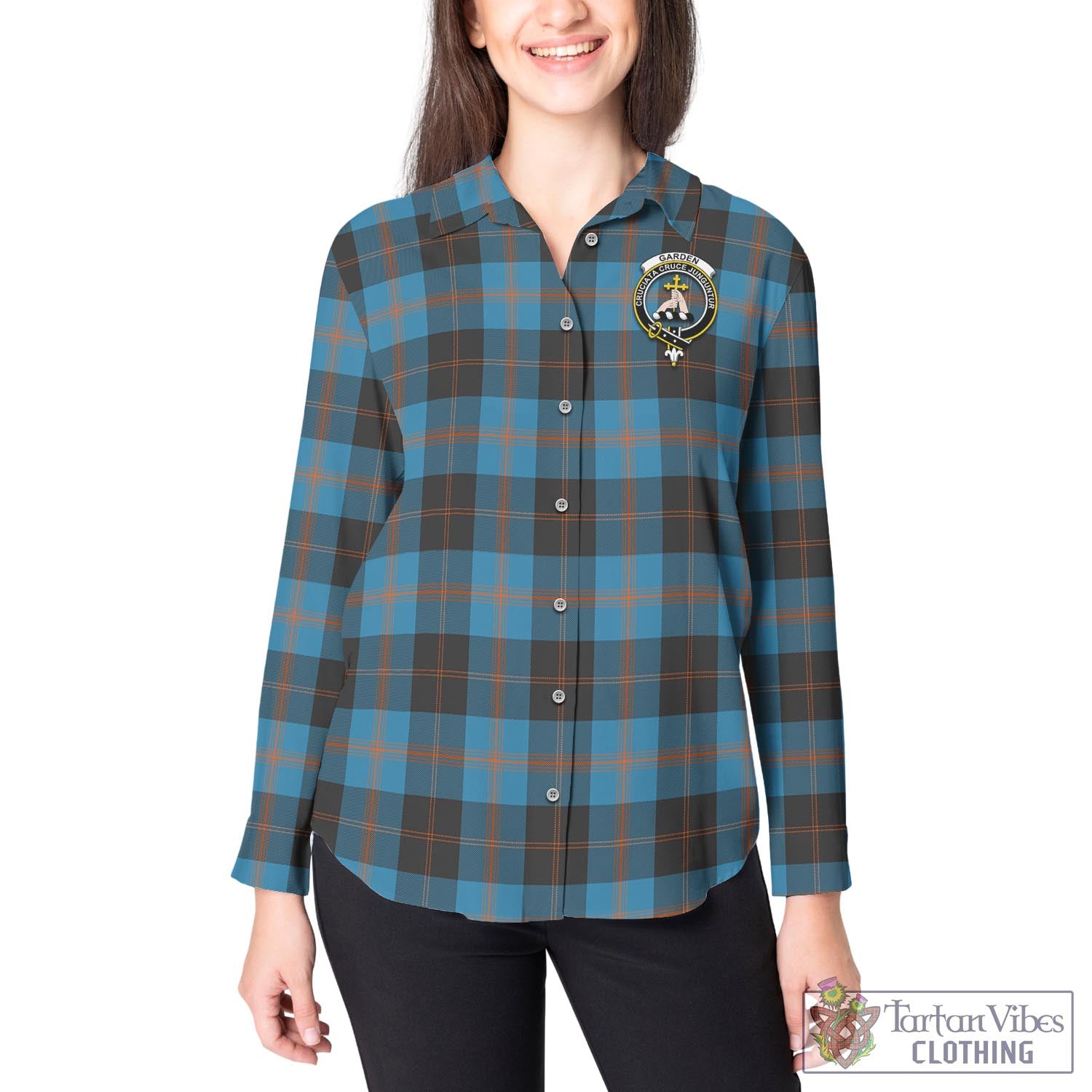 Tartan Vibes Clothing Garden Tartan Womens Casual Shirt with Family Crest