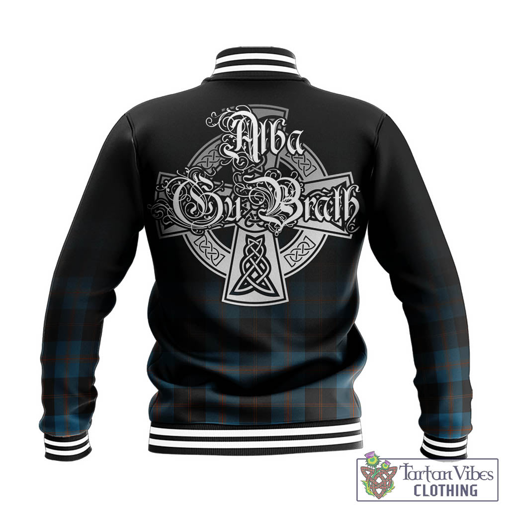 Tartan Vibes Clothing Garden Tartan Baseball Jacket Featuring Alba Gu Brath Family Crest Celtic Inspired