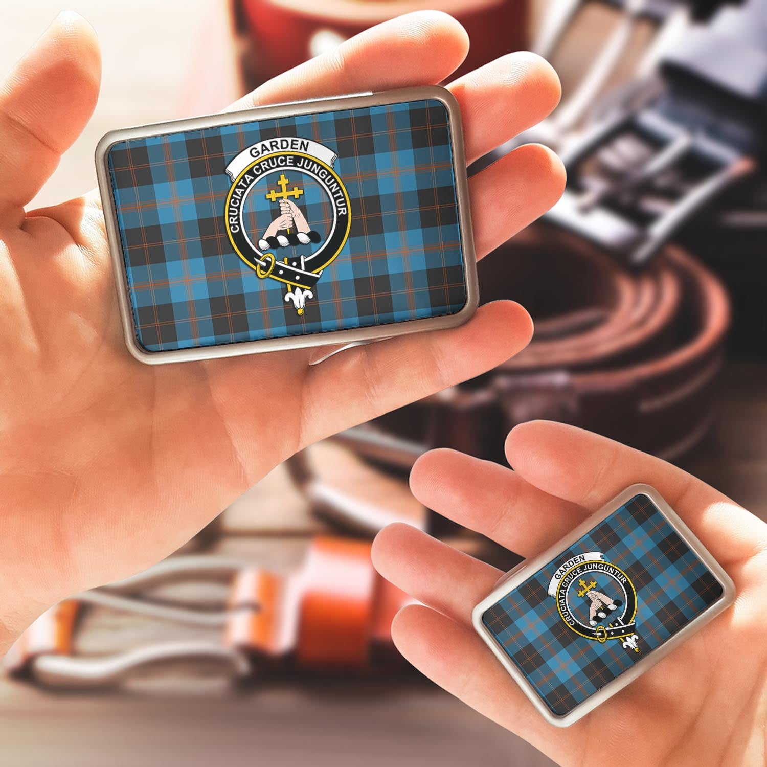 Garden Tartan Belt Buckles with Family Crest - Tartanvibesclothing