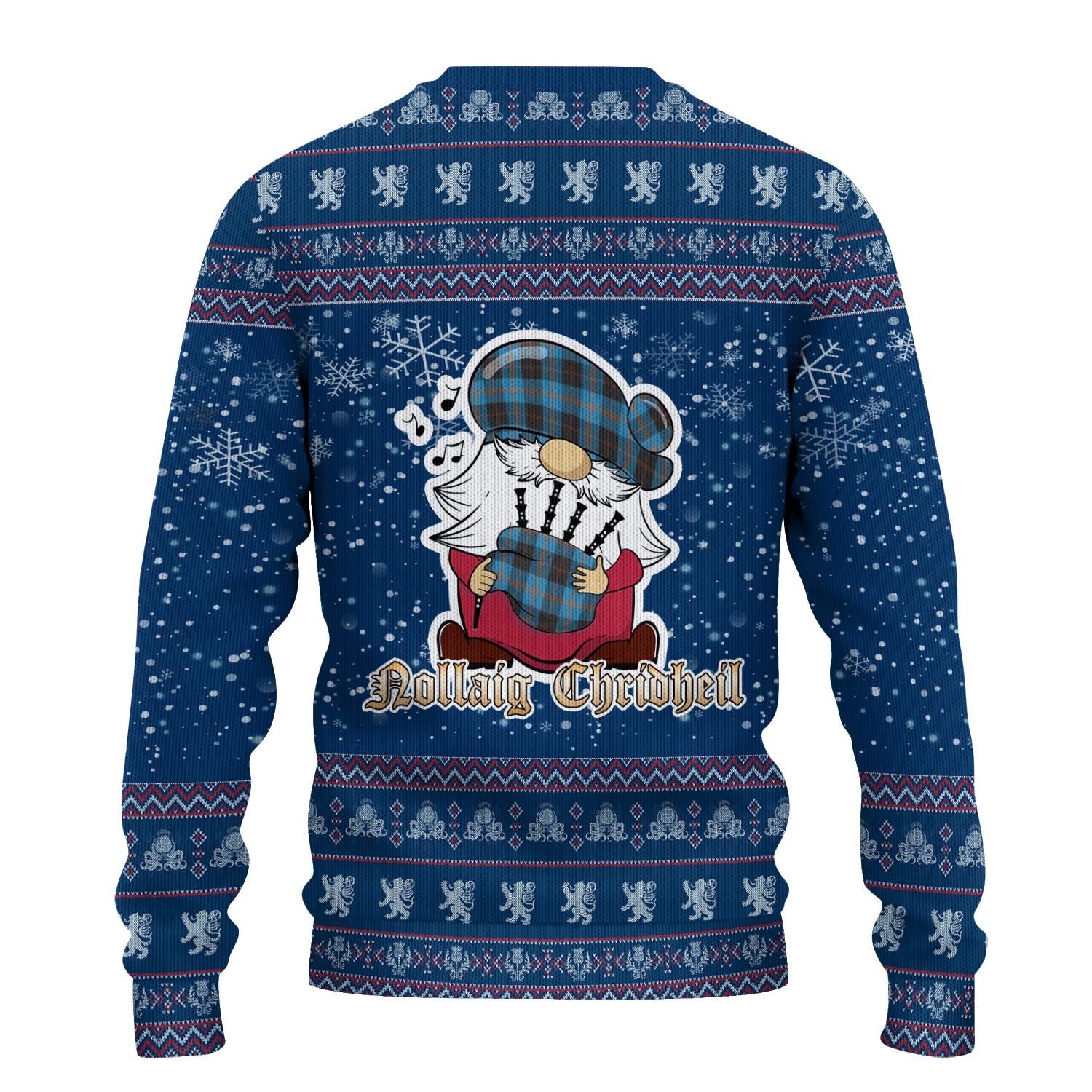 Garden Clan Christmas Family Knitted Sweater with Funny Gnome Playing Bagpipes - Tartanvibesclothing