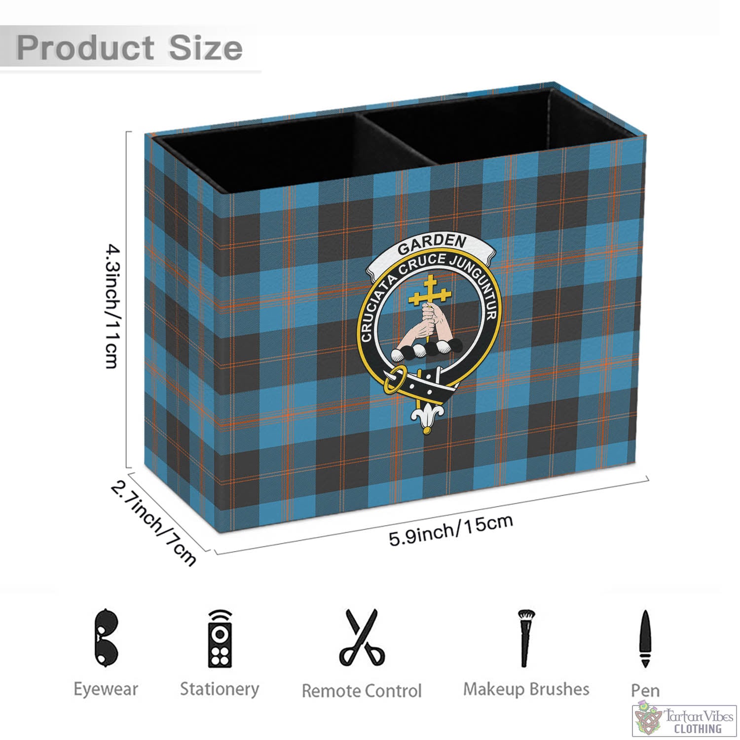 Tartan Vibes Clothing Garden Tartan Pen Holder with Family Crest