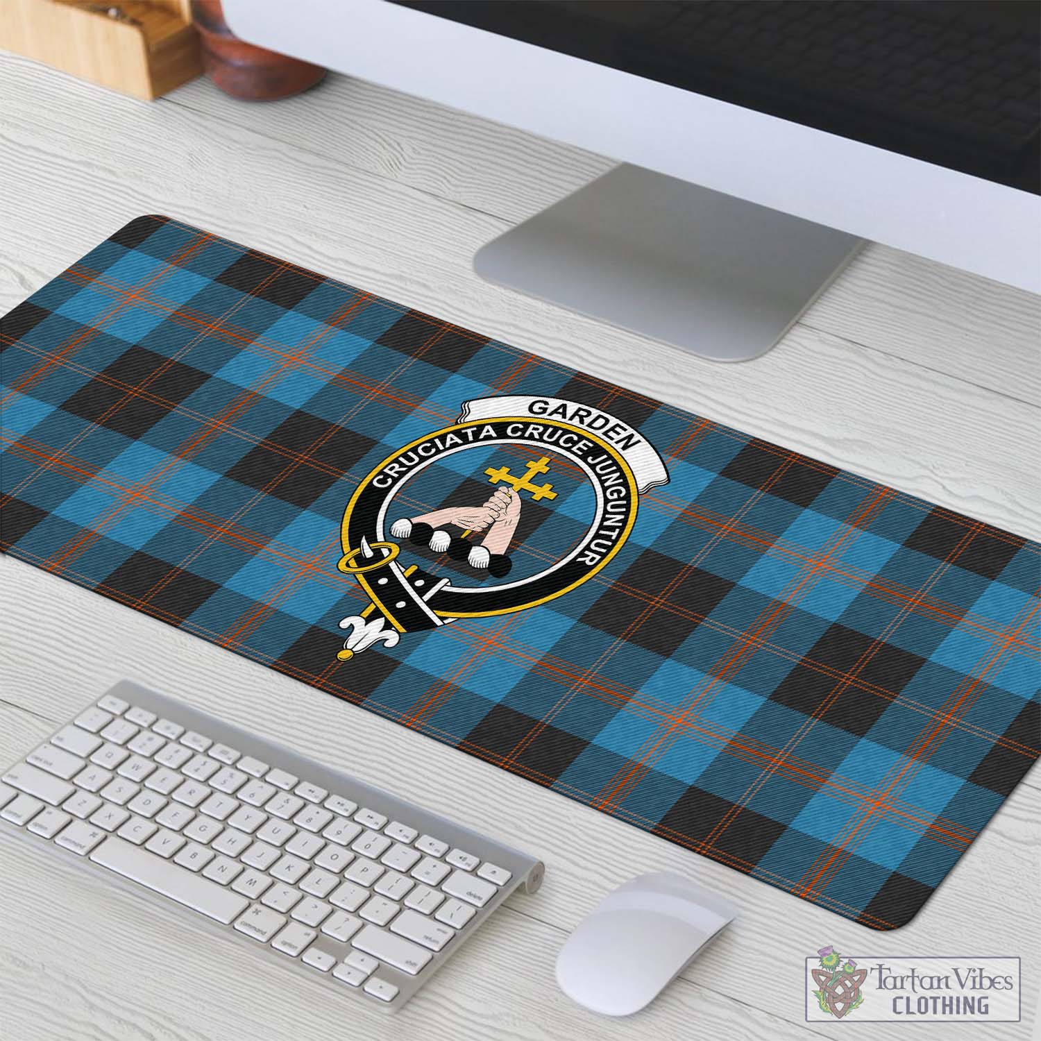 Tartan Vibes Clothing Garden Tartan Mouse Pad with Family Crest