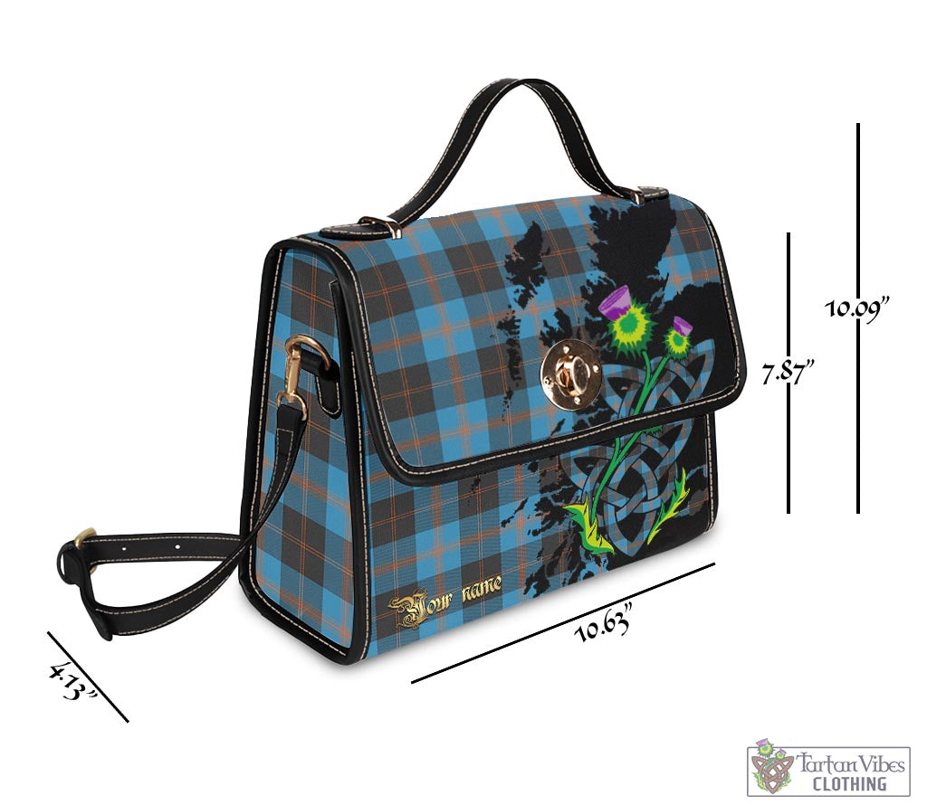 Tartan Vibes Clothing Garden Tartan Waterproof Canvas Bag with Scotland Map and Thistle Celtic Accents