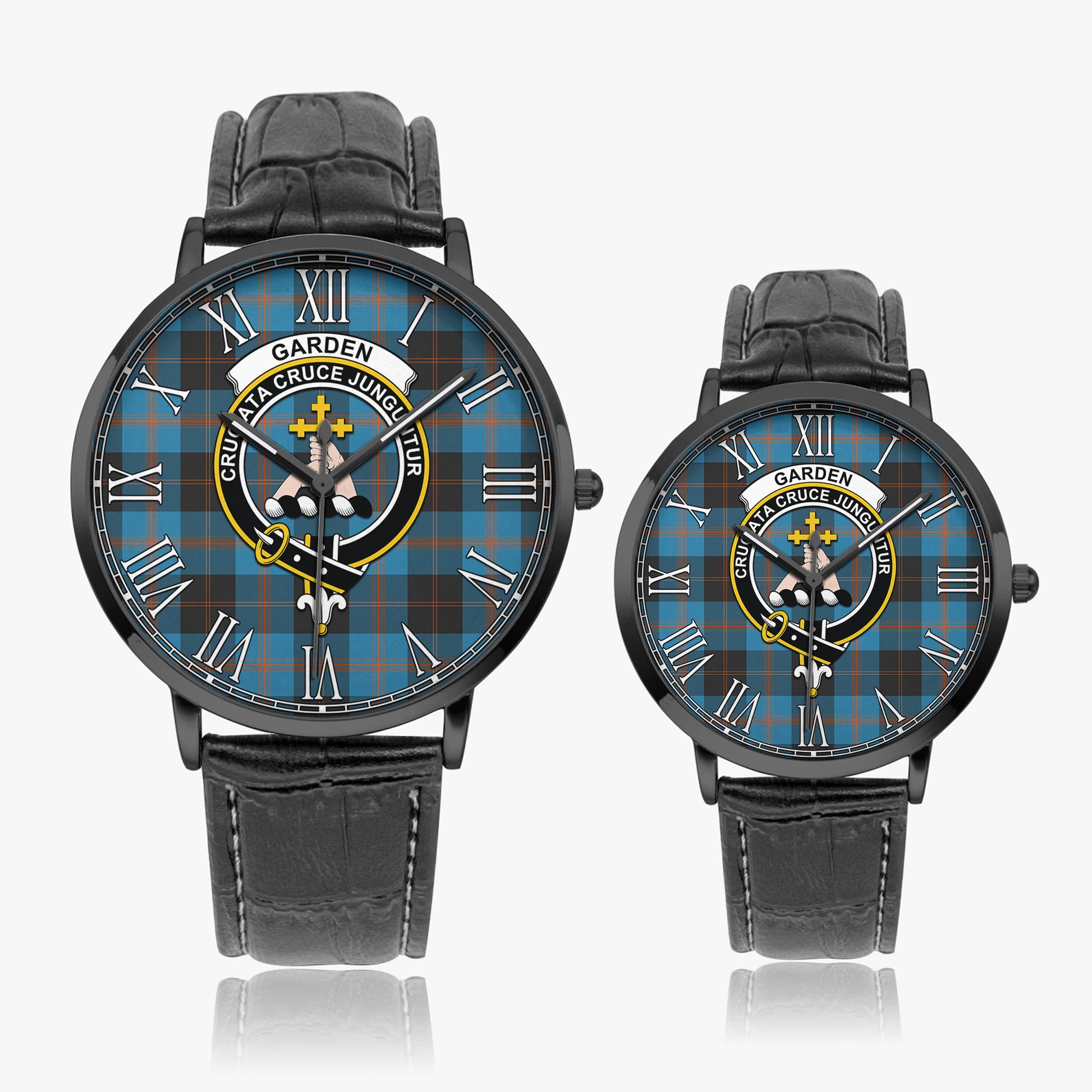 Garden Tartan Family Crest Leather Strap Quartz Watch - Tartanvibesclothing