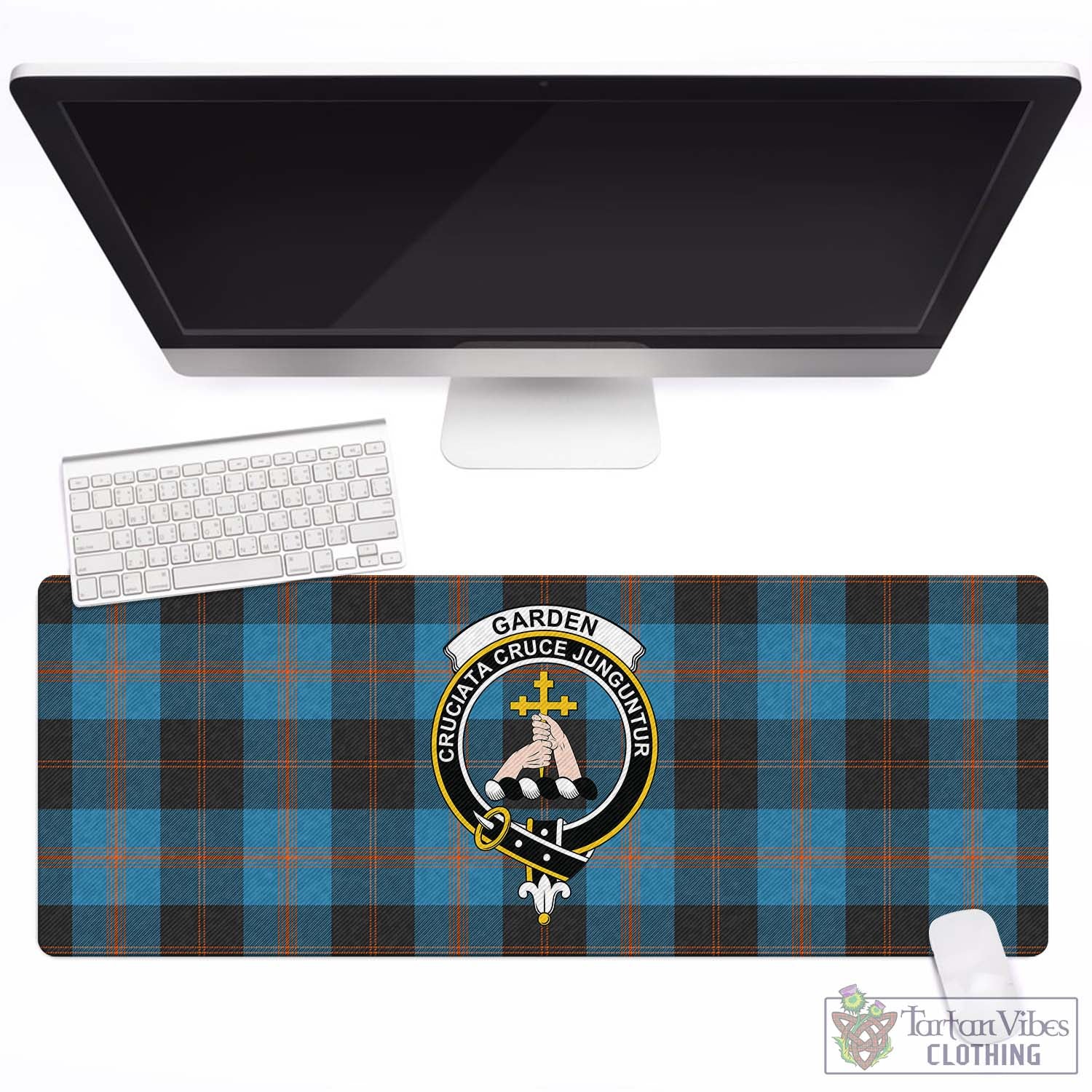 Tartan Vibes Clothing Garden Tartan Mouse Pad with Family Crest