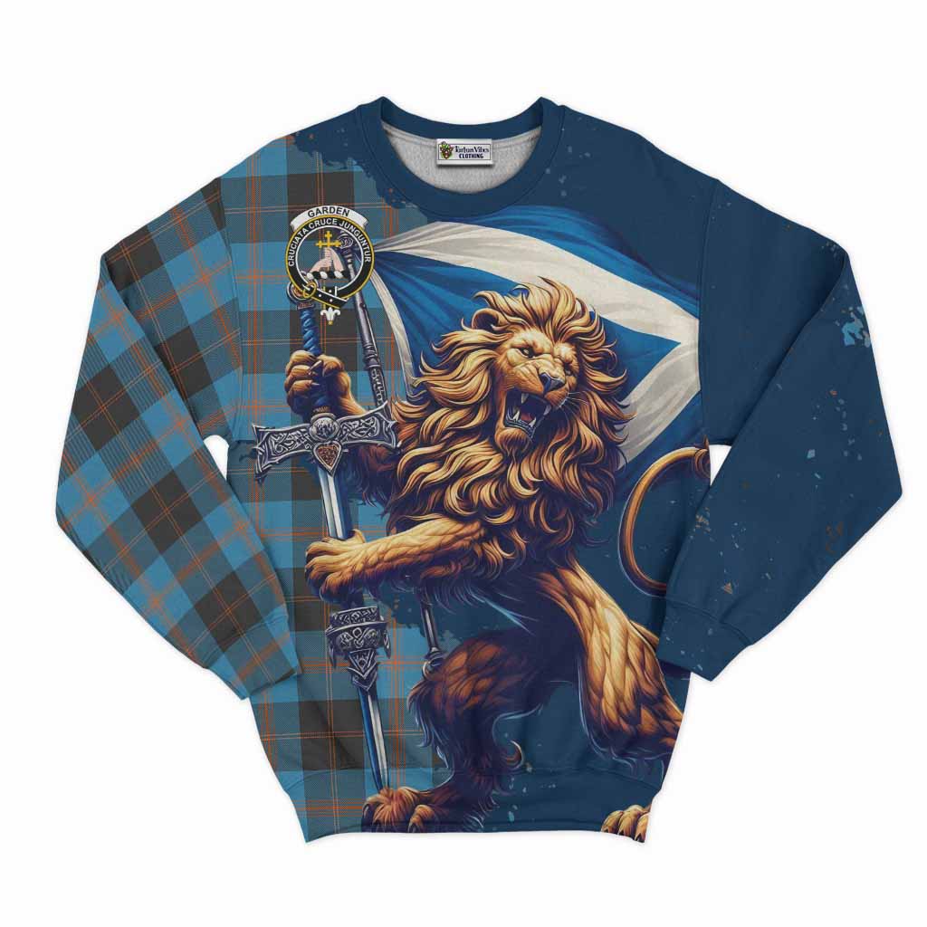 Tartan Vibes Clothing Garden (Gardyne) Tartan Family Crest Sweatshirt with Scottish Majestic Lion