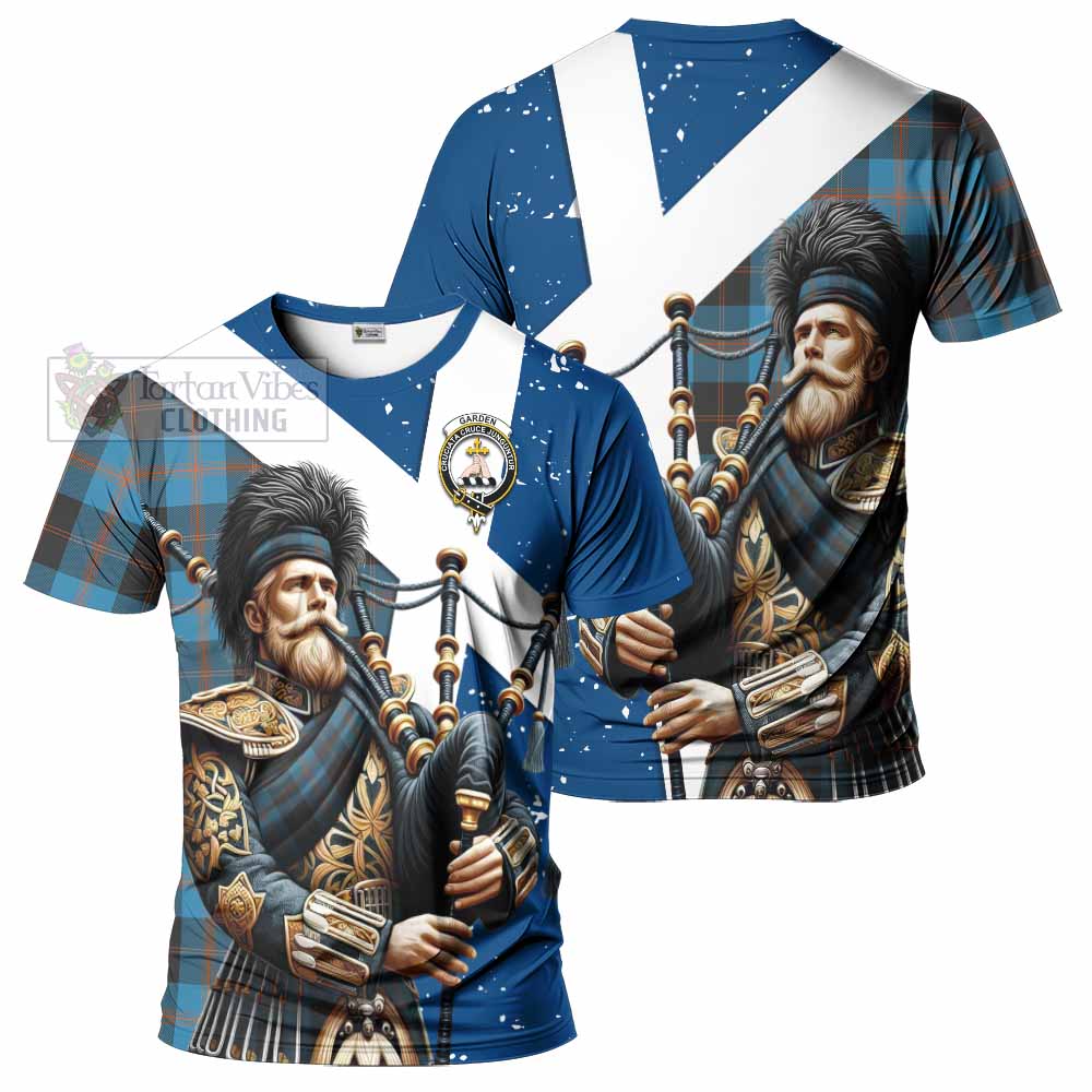 Tartan Vibes Clothing Garden (Gardyne) Tartan T-Shirt with Family Crest Scottish Bagpiper Vibes