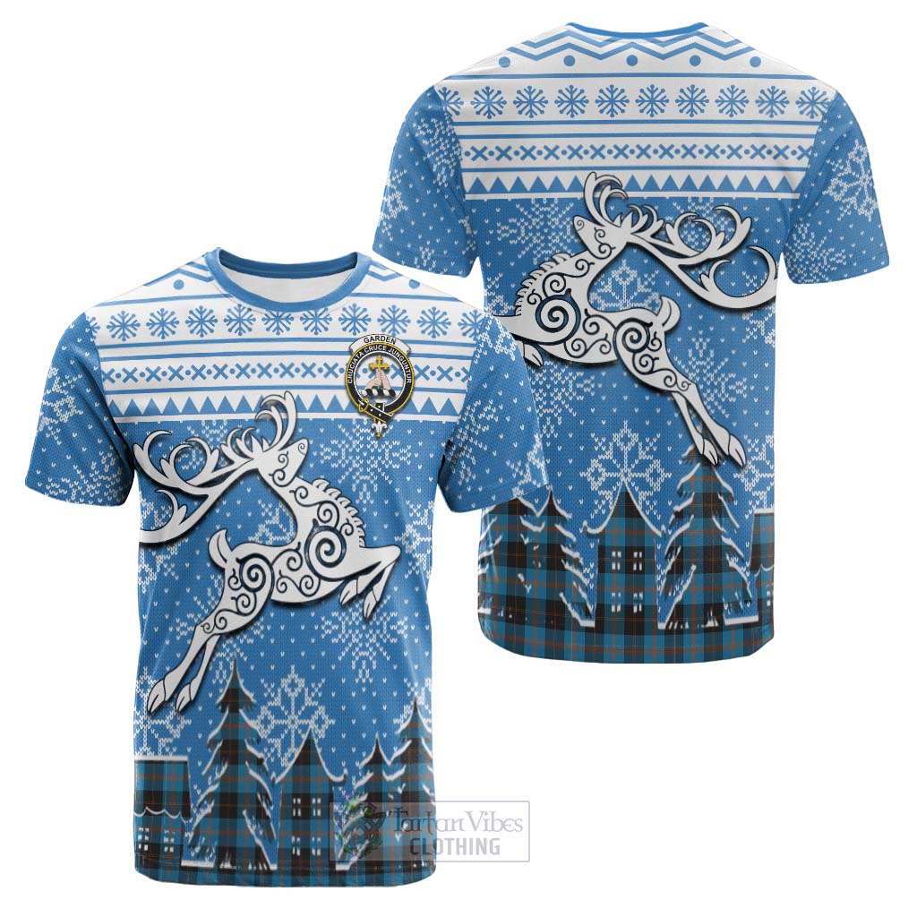 Tartan Vibes Clothing Garden (Gardyne) Clan Christmas Cotton T-shirt Celtic Reindeer Style