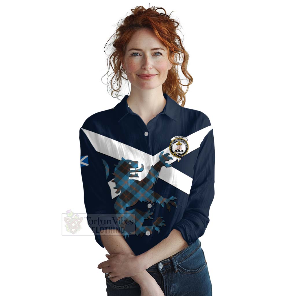 Tartan Vibes Clothing Garden (Gardyne) Tartan Lion Rampant Women's Casual Shirt Proudly Display Your Heritage with Alba Gu Brath and Clan Name