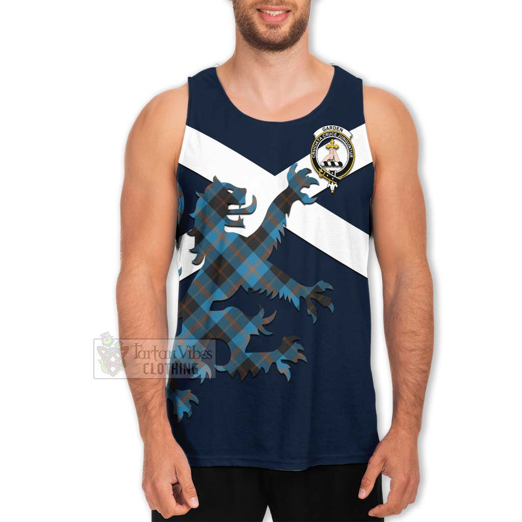 Tartan Vibes Clothing Garden (Gardyne) Tartan Lion Rampant Men's Tank Top – Proudly Display Your Heritage with Alba Gu Brath and Clan Name