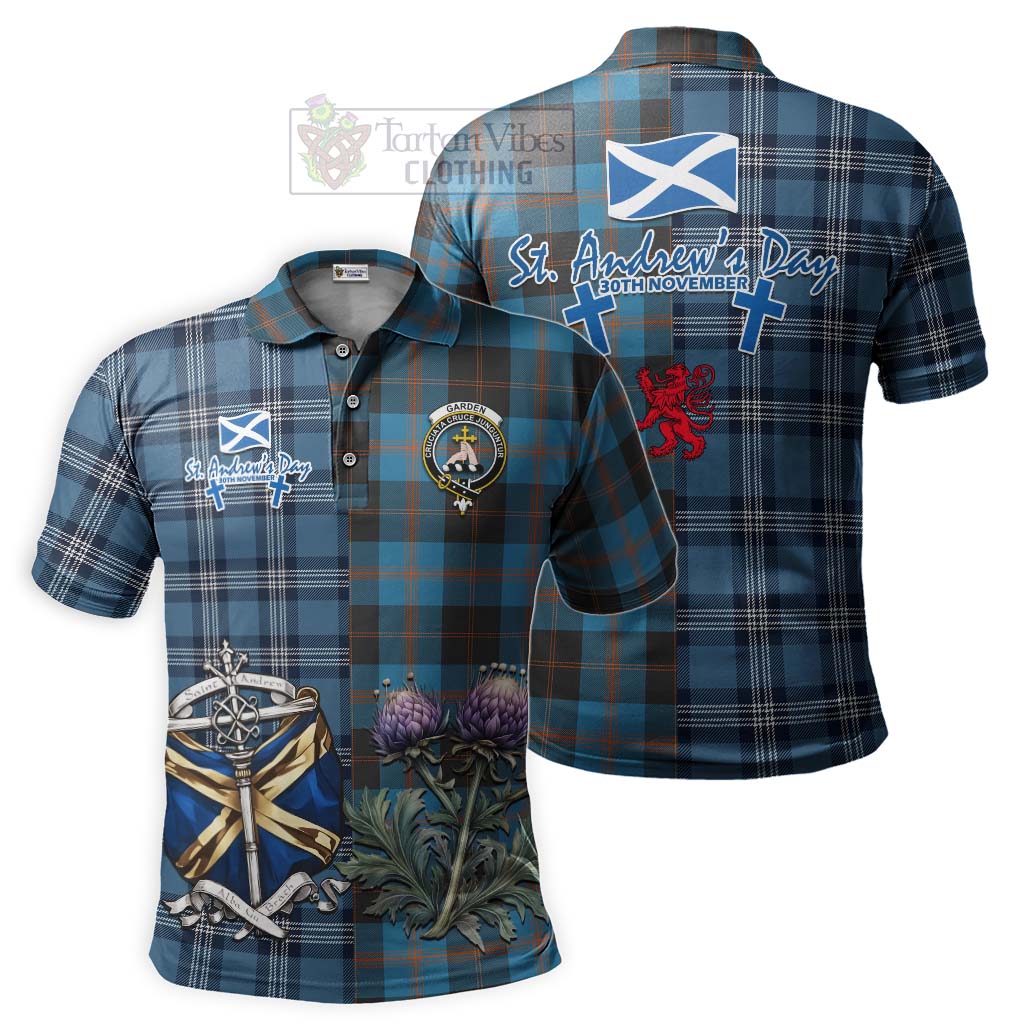 Tartan Vibes Clothing Garden (Gardyne) Tartan Polo Shirt Happy St. Andrew's Day Half Tartan Style