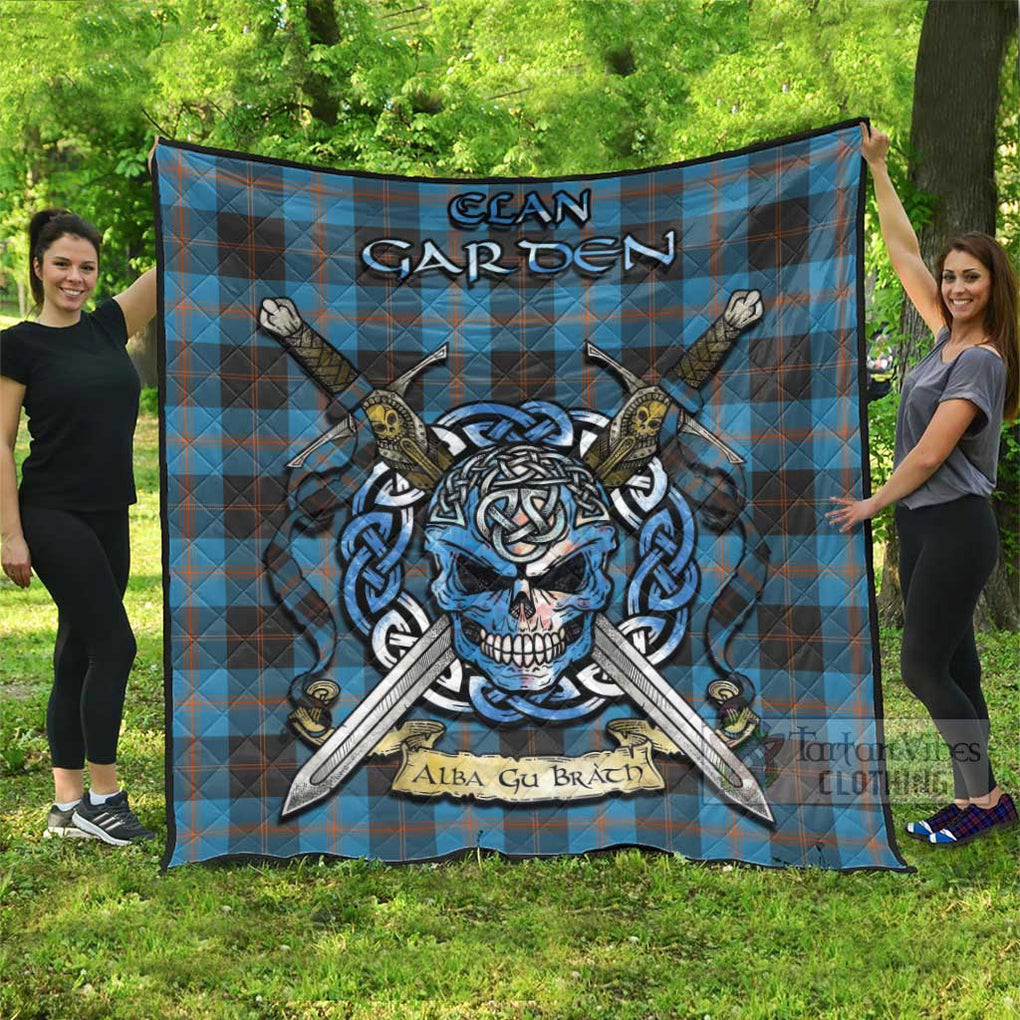 Tartan Vibes Clothing Garden (Gardyne) Tartan Quilt with Celtic Skull Alba Gu Brath Style