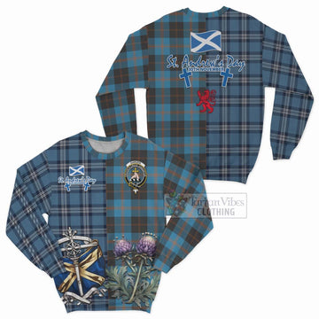 Garden (Gardyne) Tartan Sweatshirt Happy St. Andrew's Day Half Tartan Style