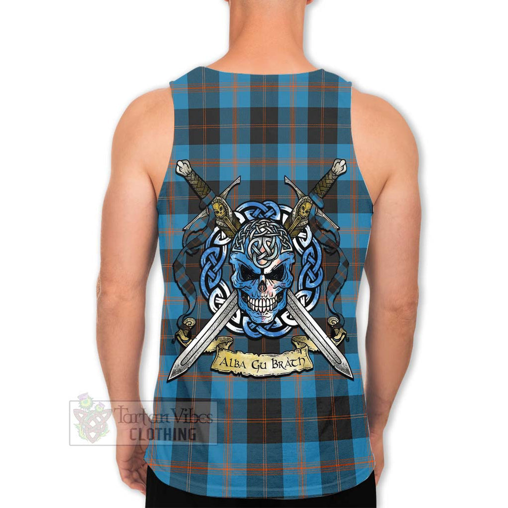 Tartan Vibes Clothing Garden (Gardyne) Tartan Men's Tank Top with Family Crest Celtic Skull Style