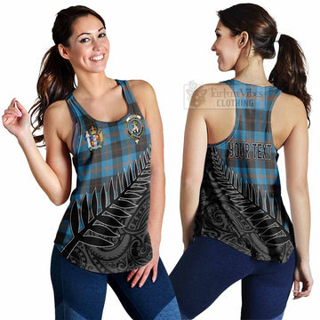 Garden (Gardyne) Crest Tartan Women's Racerback Tanks with New Zealand Silver Fern Half Style