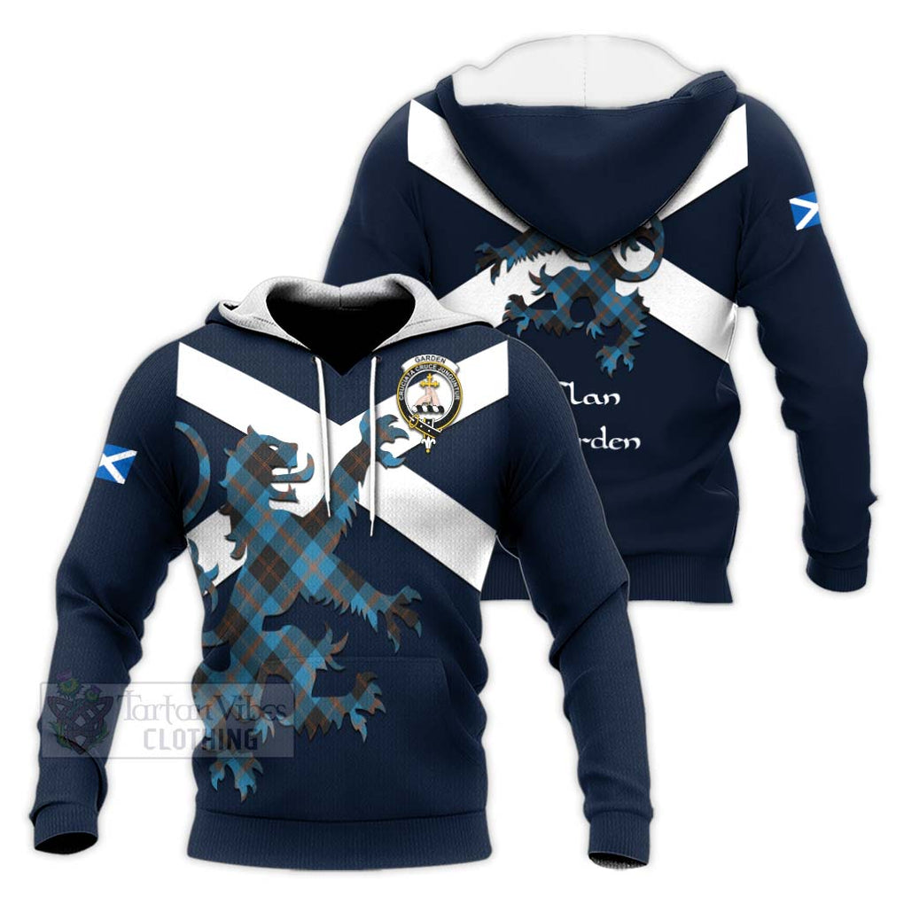 Tartan Vibes Clothing Garden (Gardyne) Tartan Lion Rampant Knitted Hoodie – Proudly Display Your Heritage with Alba Gu Brath and Clan Name