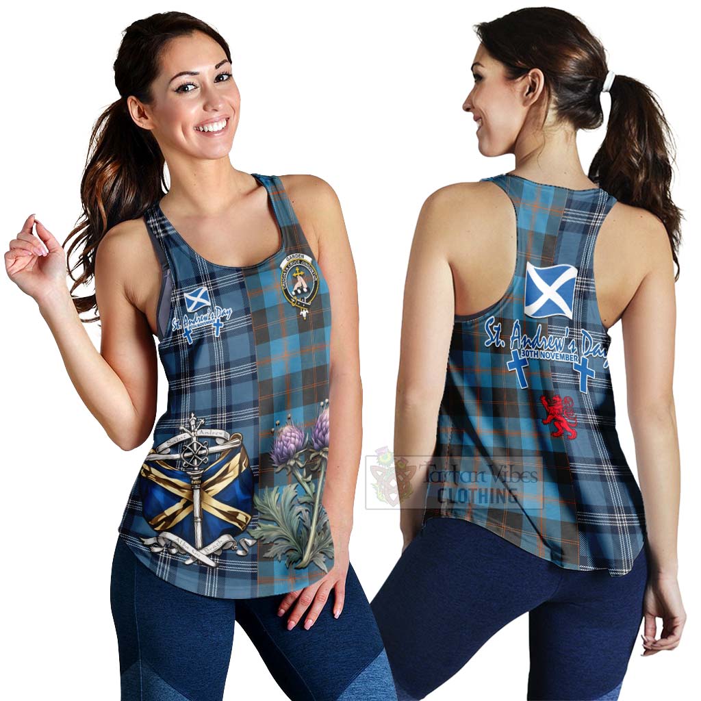 Tartan Vibes Clothing Garden (Gardyne) Tartan Women's Racerback Tanks Happy St. Andrew's Day Half Tartan Style