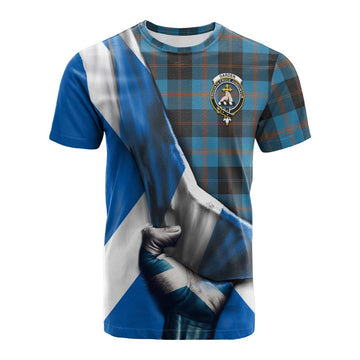 Garden (Gardyne) Tartan Cotton T-shirt with Family Crest Scotland Patriotic Style