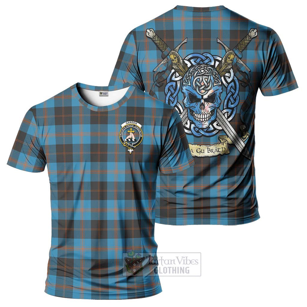 Tartan Vibes Clothing Garden (Gardyne) Tartan T-Shirt with Family Crest Celtic Skull Style