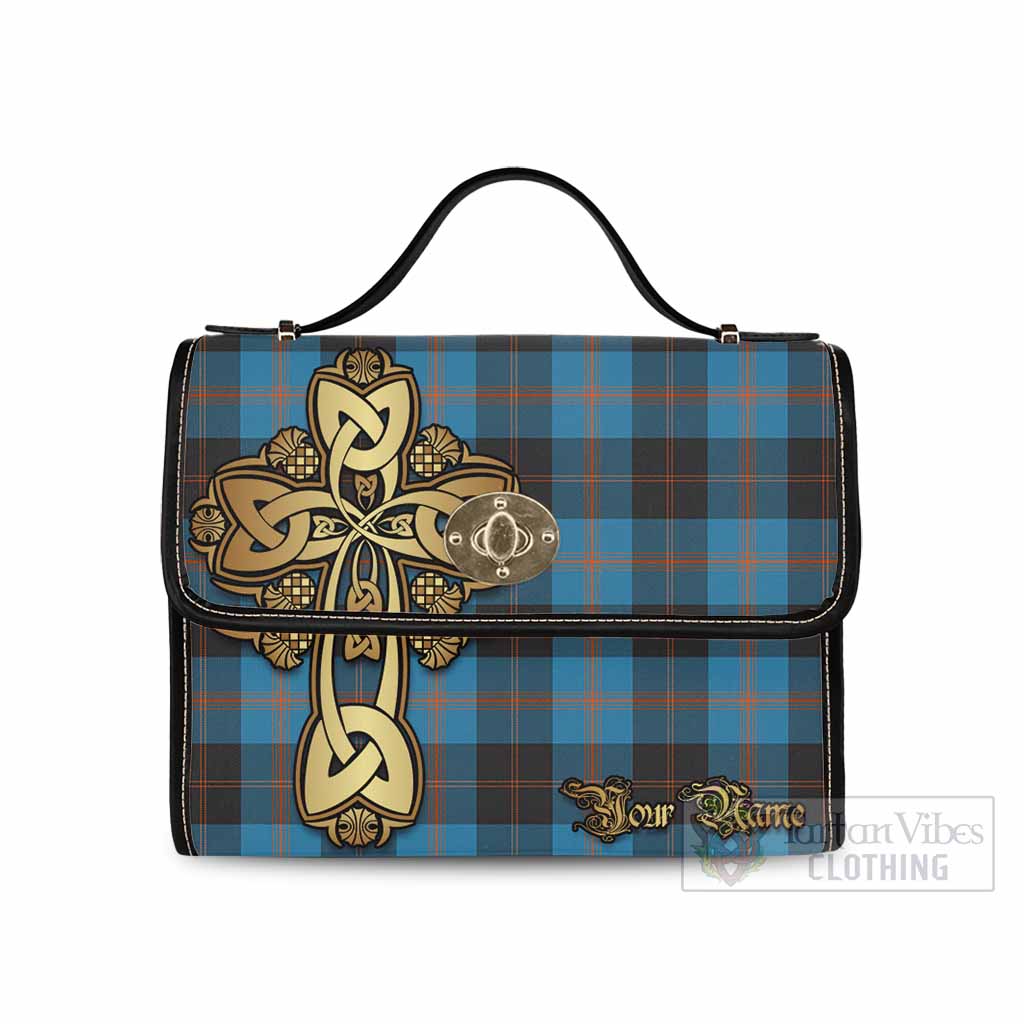 Tartan Vibes Clothing Garden (Gardyne) Tartan Waterproof Canvas Bag Golden Thistle Celtic Cross Style