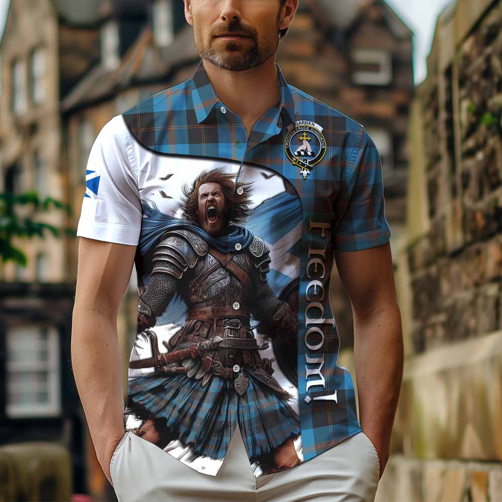 Tartan Vibes Clothing Garden (Gardyne) Crest Tartan Short Sleeve Button Shirt Inspired by the Freedom of Scottish Warrior