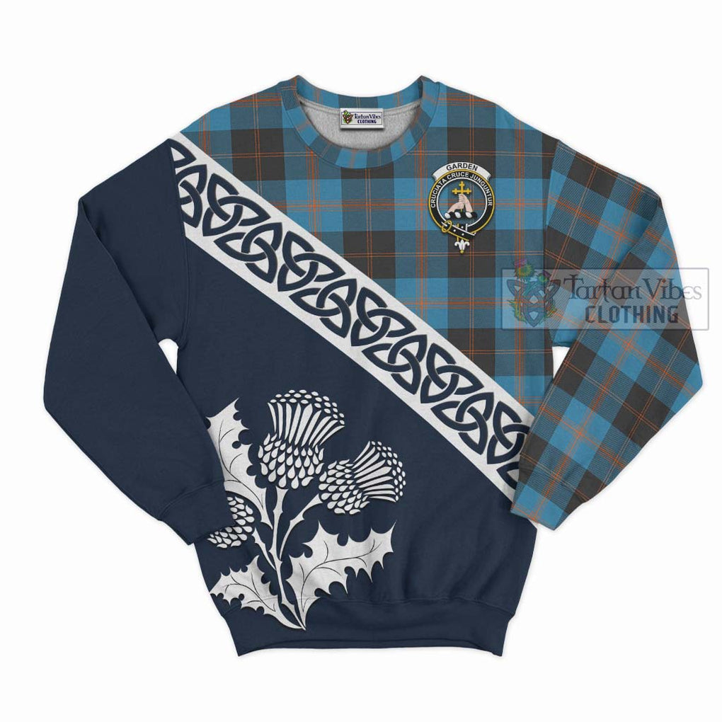 Tartan Vibes Clothing Garden (Gardyne) Tartan Sweatshirt Featuring Thistle and Scotland Map