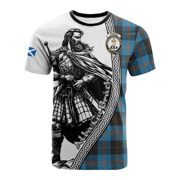 Garden (Gardyne) Tartan Clan Crest Cotton T-shirt with Highlander Warrior Celtic Style