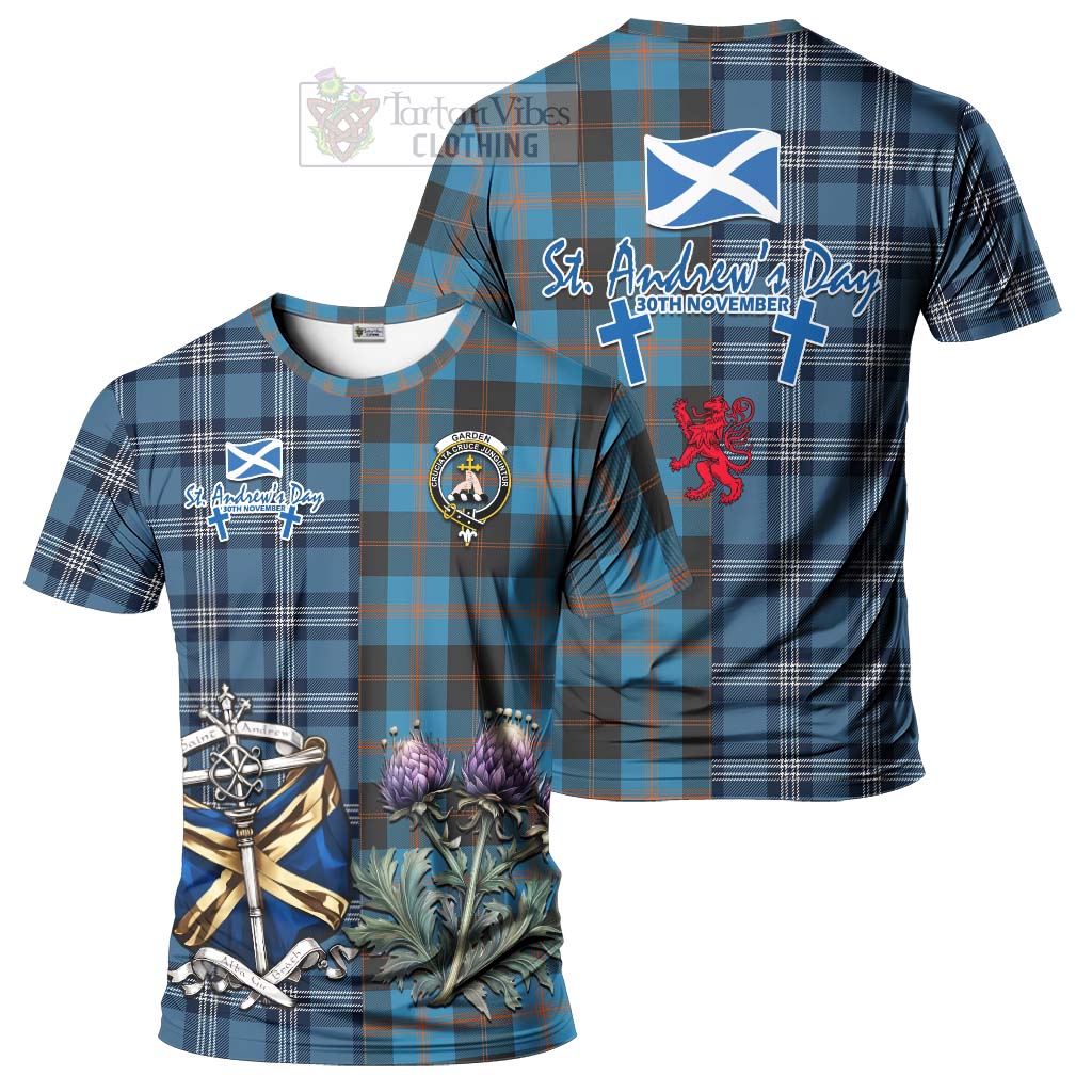 Tartan Vibes Clothing Garden (Gardyne) Tartan T-Shirt Happy St. Andrew's Day Half Tartan Style