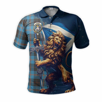 Garden (Gardyne) Tartan Family Crest Men's Polo Shirt with Scottish Majestic Lion