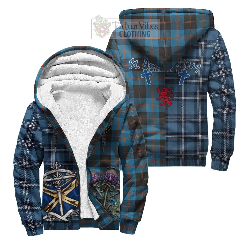 Tartan Vibes Clothing Garden (Gardyne) Tartan Sherpa Hoodie Happy St. Andrew's Day Half Tartan Style