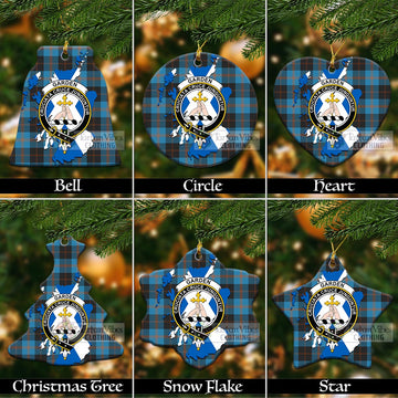 Garden (Gardyne) Tartan Christmas Ornament with Family Crest and Scotland Map