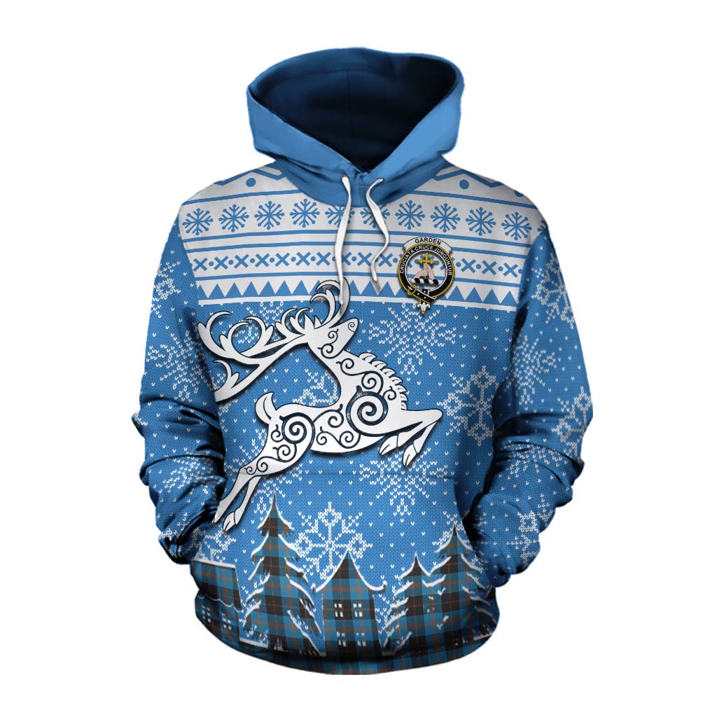 Tartan Vibes Clothing Garden (Gardyne) Clan Christmas Cotton Hoodie Celtic Reindeer Style