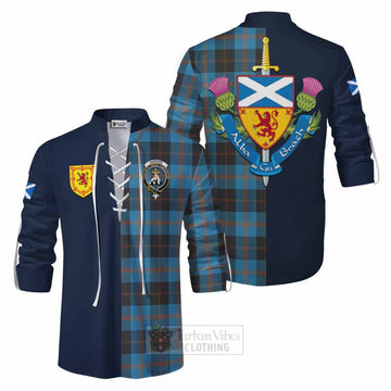 Garden (Gardyne) Tartan Ghillie Kilt Shirt Alba with Scottish Lion Royal Arm Half Style Men - Tartan Vibes Clothing