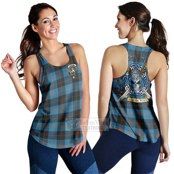 Garden (Gardyne) Tartan Women's Racerback Tanks with Family Crest Celtic Skull Style