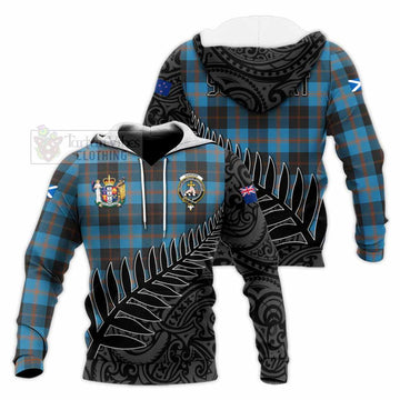 Garden (Gardyne) Crest Tartan Knitted Hoodie with New Zealand Silver Fern Half Style