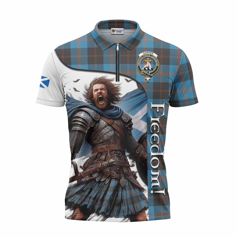 Tartan Vibes Clothing Garden (Gardyne) Crest Tartan Zipper Polo Shirt Inspired by the Freedom of Scottish Warrior