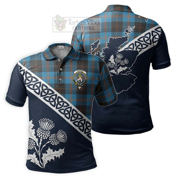 Garden (Gardyne) Tartan Polo Shirt Featuring Thistle and Scotland Map