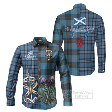 Garden (Gardyne) Tartan Long Sleeve Button Shirt Happy St. Andrew's Day Half Tartan Style