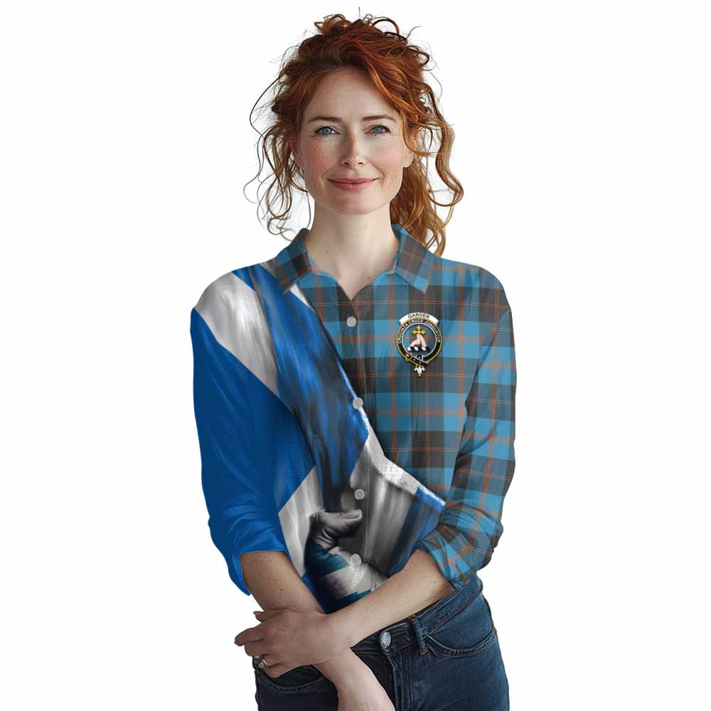 Tartan Vibes Clothing Garden (Gardyne) Tartan Women's Casual Shirt with Family Crest Scotland Patriotic Style