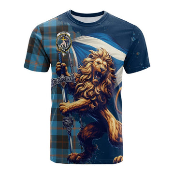 Garden (Gardyne) Tartan Family Crest Cotton T-shirt with Scottish Majestic Lion