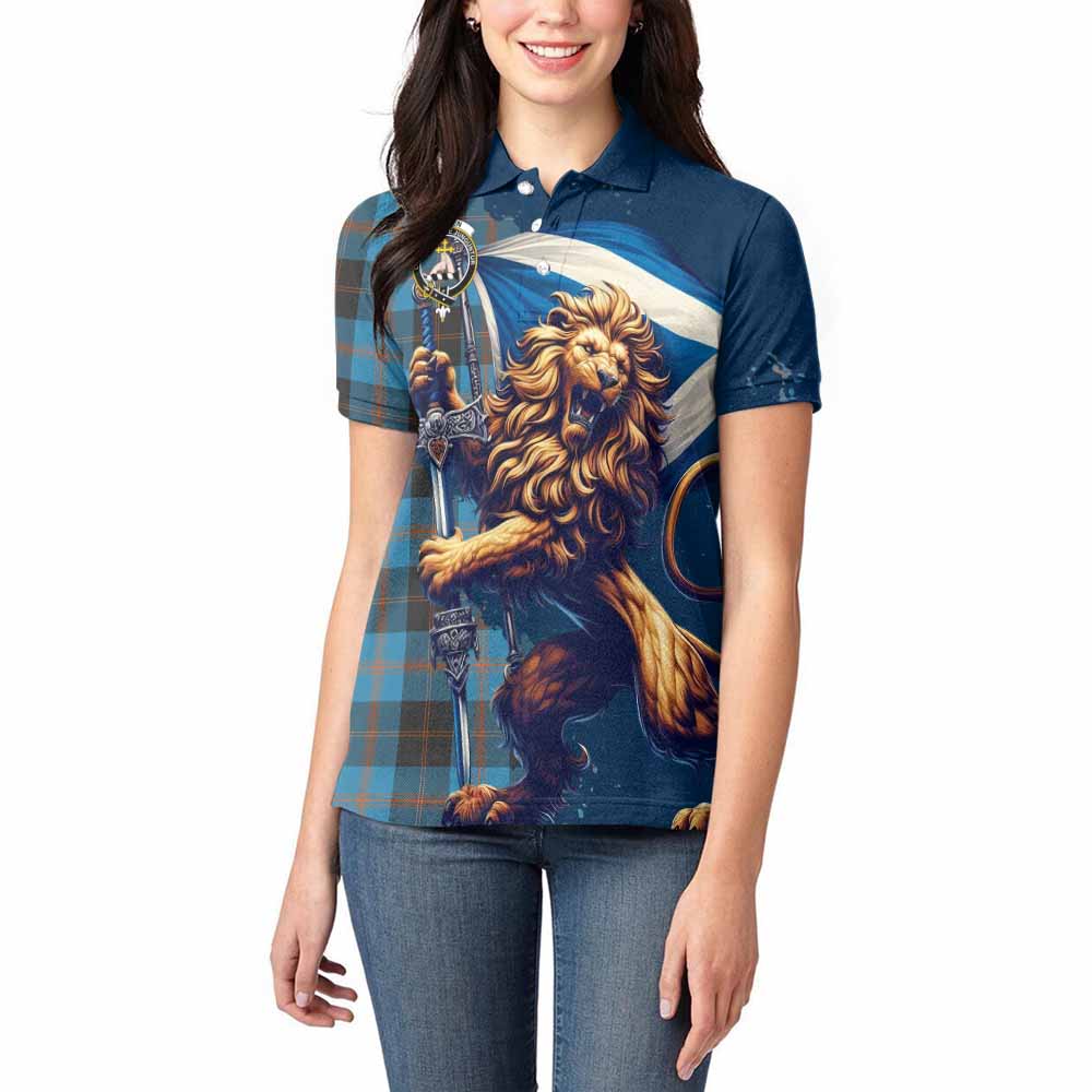 Tartan Vibes Clothing Garden (Gardyne) Tartan Family Crest Women's Polo Shirt with Scottish Majestic Lion