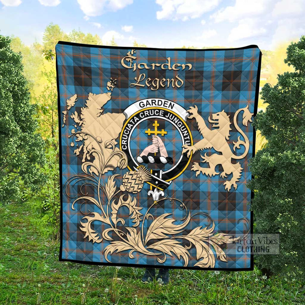 Tartan Vibes Clothing Garden (Gardyne) Tartan Quilt with Family Crest and Scottish Symbol Style