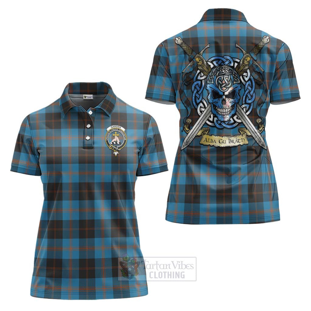 Tartan Vibes Clothing Garden (Gardyne) Tartan Women's Polo Shirt with Family Crest Celtic Skull Style